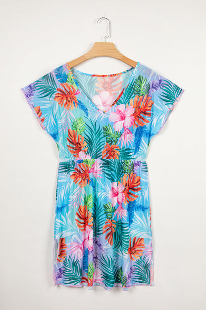 Tropical Semi-Sheer Beach Cover Up Dress
