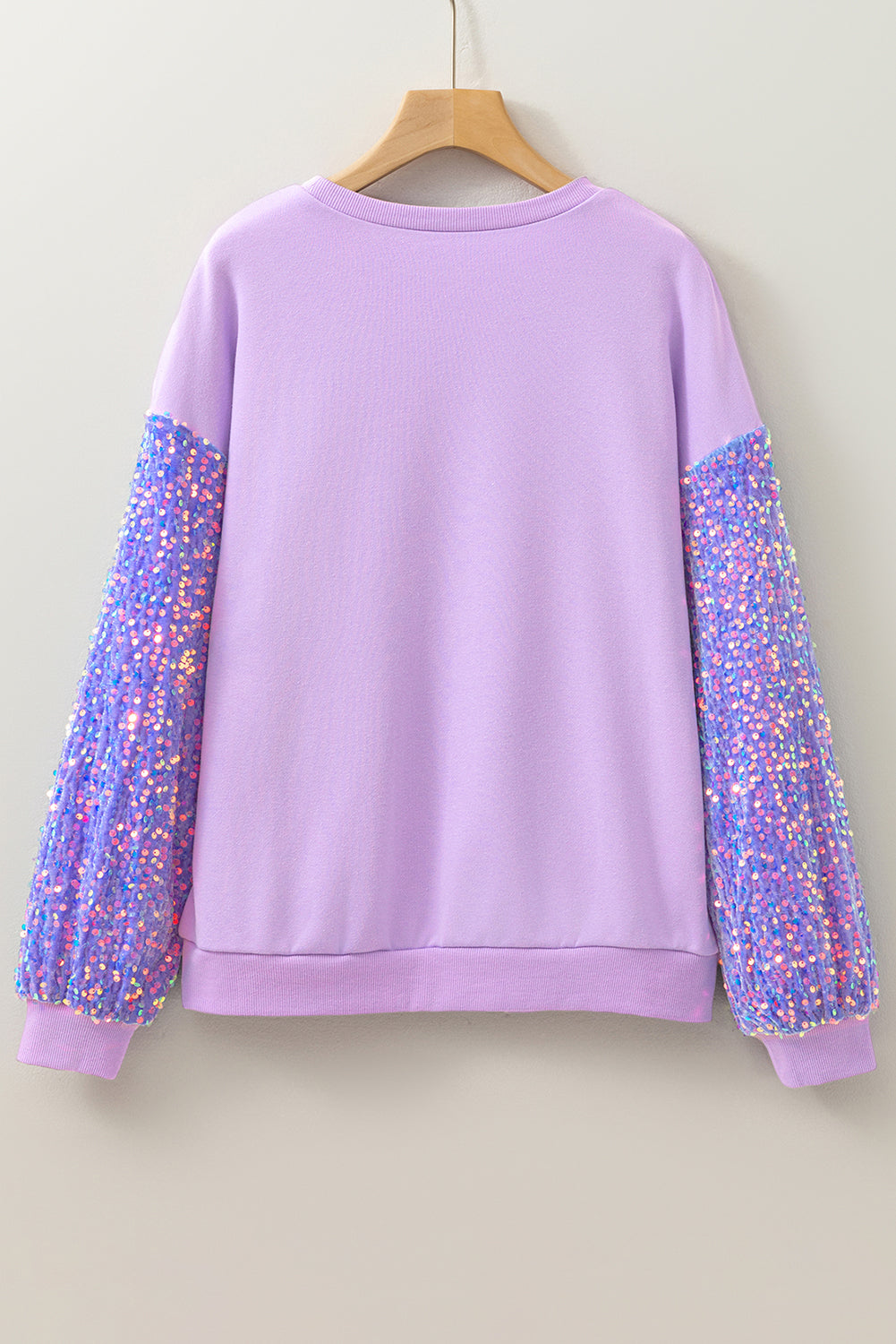 Solid Sequin Patchwork Long Sleeve Top