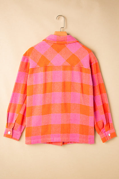 Plaid Chest Pockets Buttoned Jacket