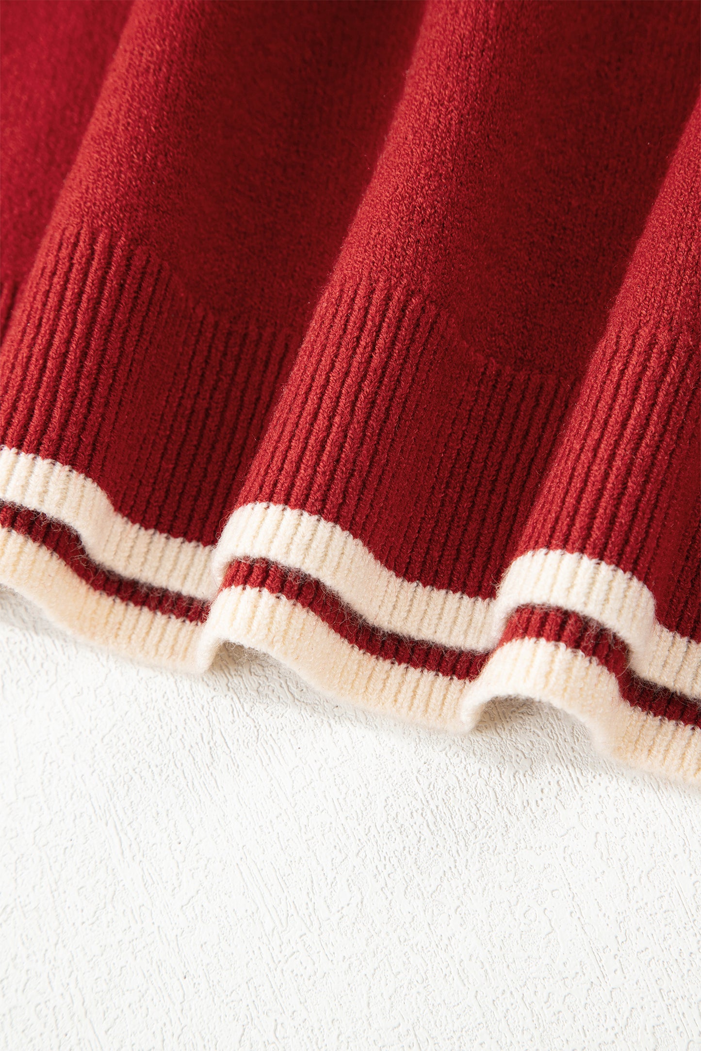 Leopard Bow Split Cuff Contrast Trim Sweater