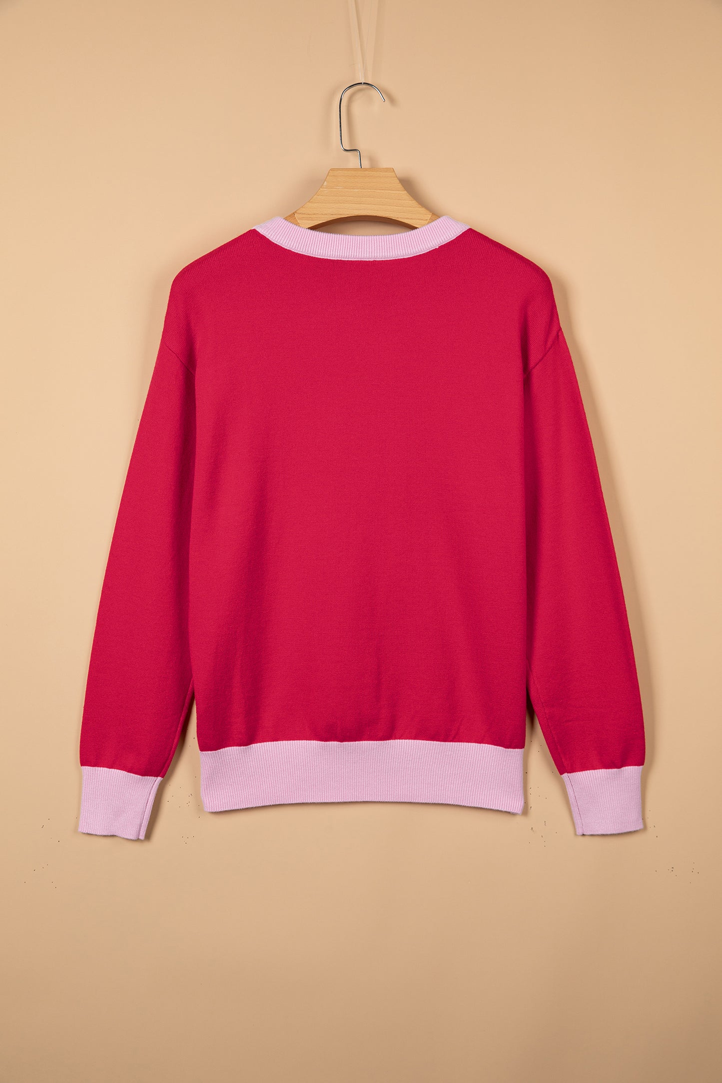 MERRY Contrast Trim Drop Shoulder Christmas Sweater