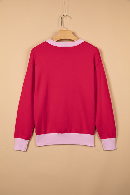 MERRY Contrast Trim Drop Shoulder Christmas Sweater
