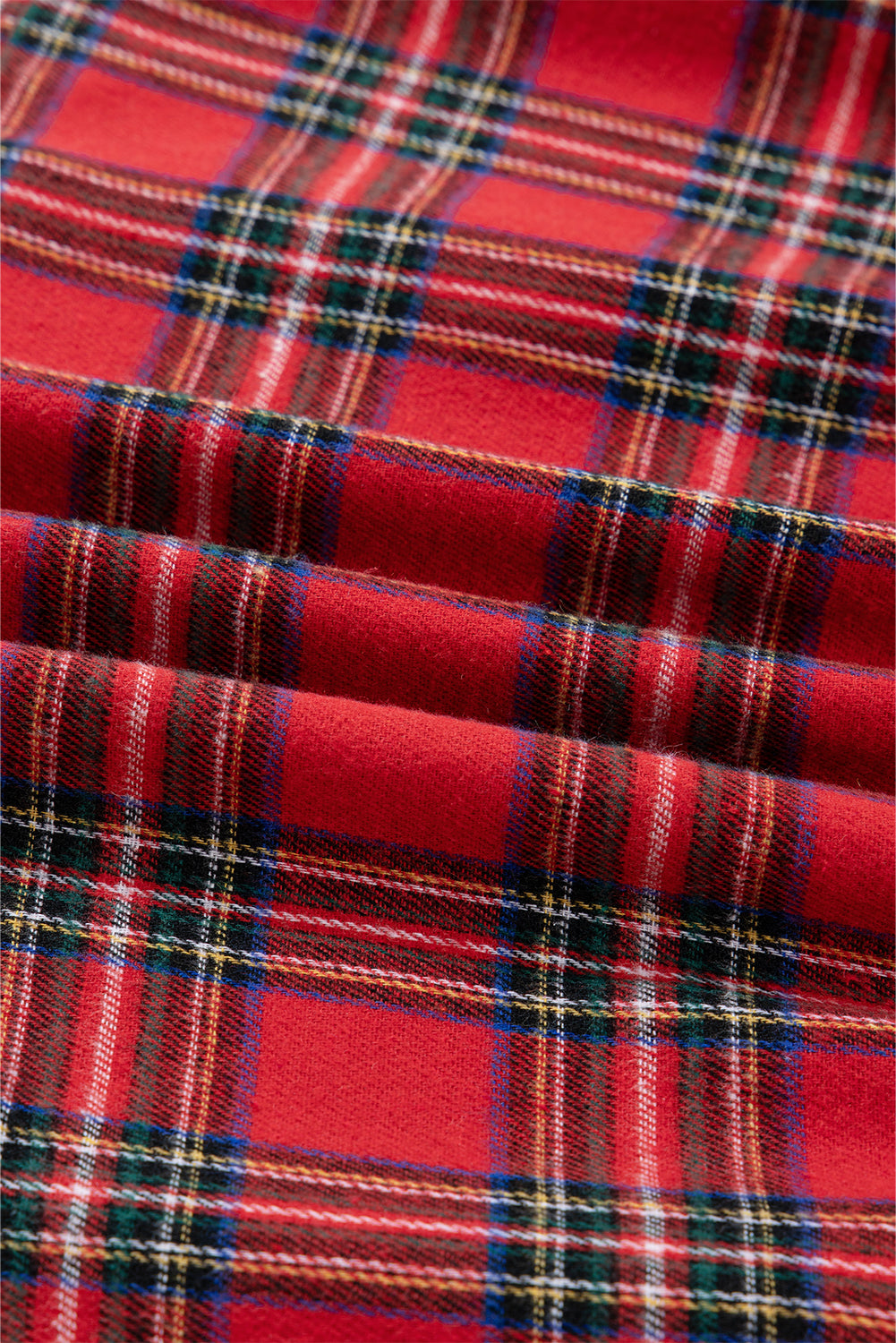 Plaid V-Neck Tie Waist Ruffle Hem Dress