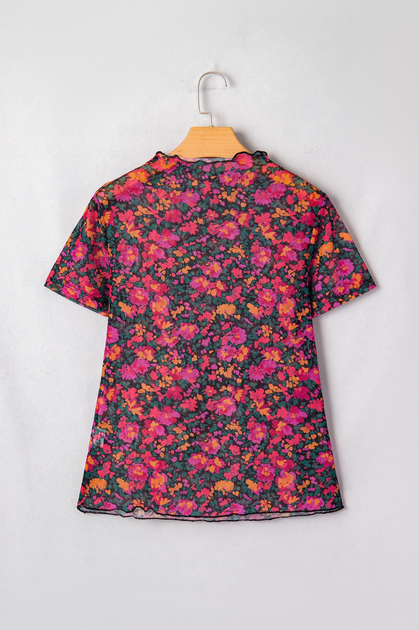 Floral Mesh Short Sleeve Top