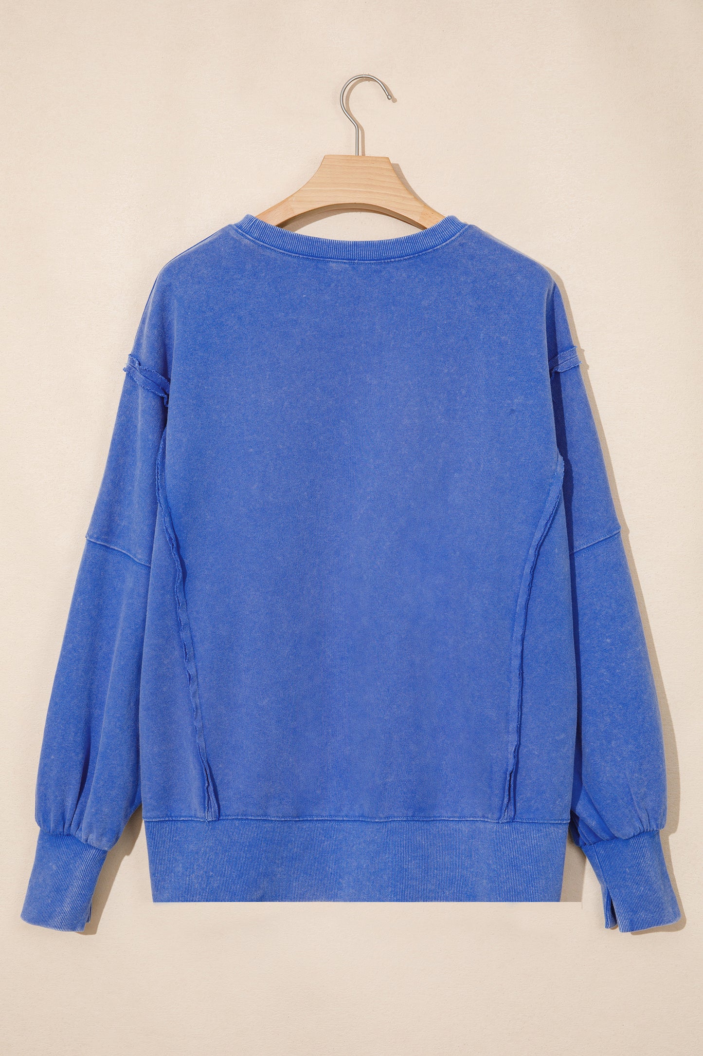 Solid Mineral Wash Split Hem Tunic Sweatshirt