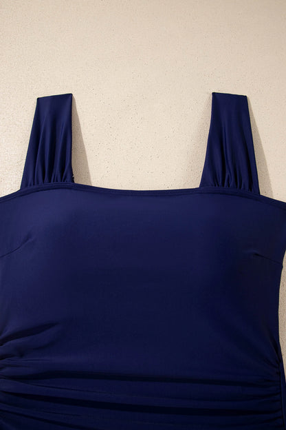 Square Neck Ruched One-Piece Swimsuit