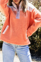 Colorblock Half Zipper Sherpa Sweatshirt