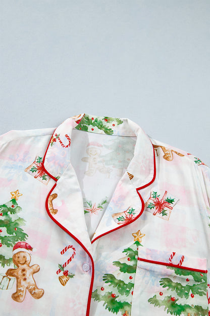 Christmas Bow Tie Long Sleeve Top & Shorts Pajama Set