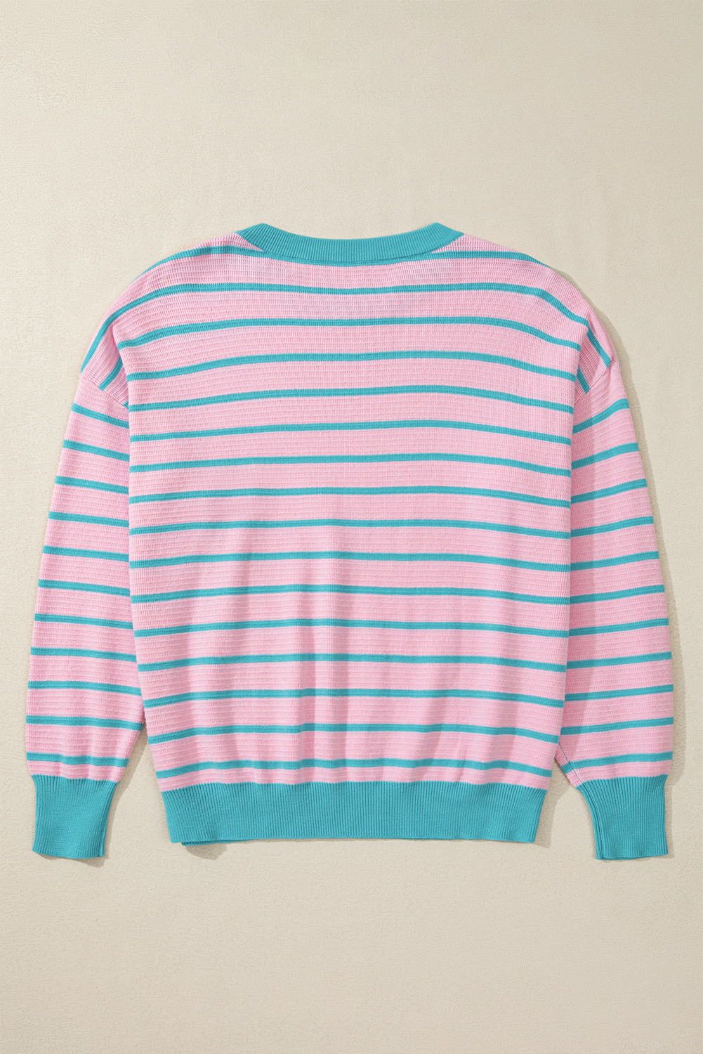 Stripe Contrast Trim Round Neck Sweater