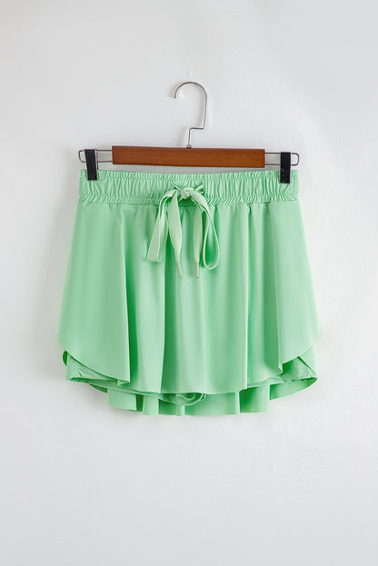 Solid Drawstring Elastic Waist Lined Tennis Skort