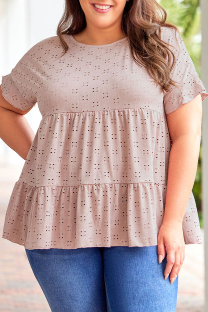 Plus Size Eyelet Ruffle Sleeve Top