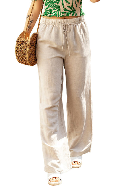 Casual Linen Elasticized Waist Pants