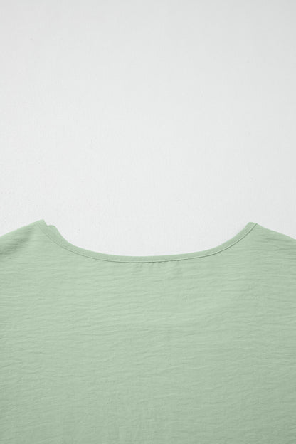 Plus Size Solid Crew Neck Ruffle Sleeve Top