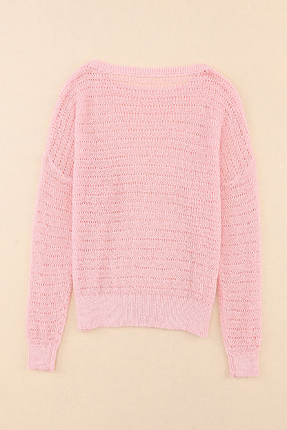 Hollowed Knit Long Sleeve Top