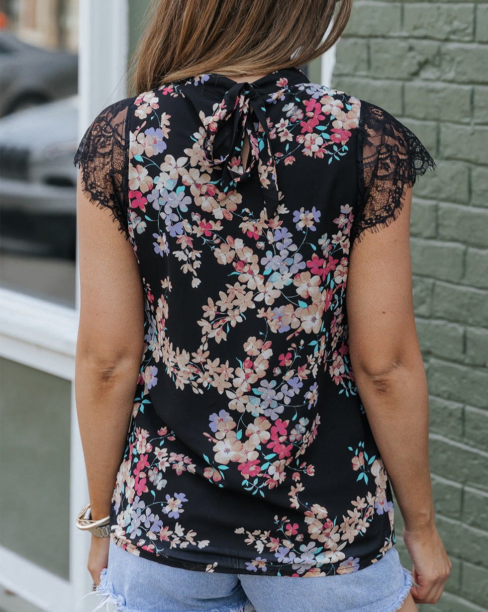 Floral Lace Short Sleeve Blouse