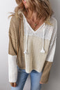 Colorblock Hollowed Knit V-Neck Sweater