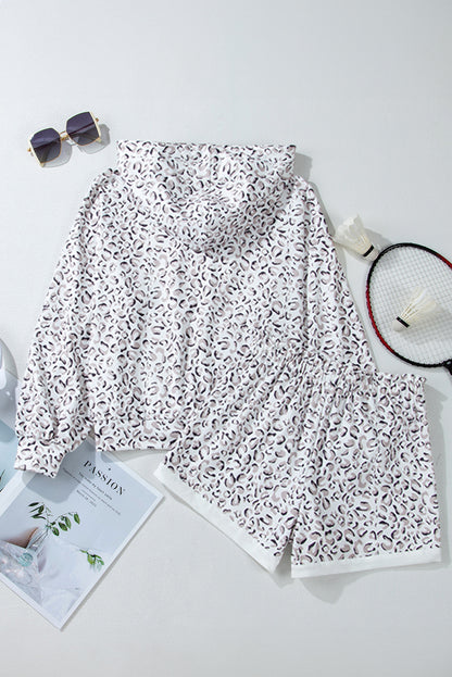 Leopard Hoodie and Shorts Set