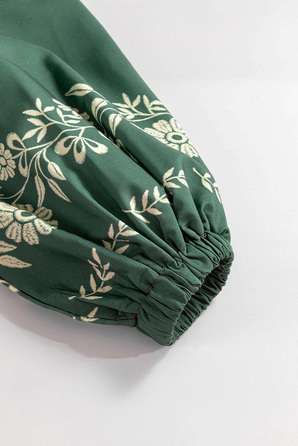 Boho Floral Tie Neck Puff Sleeve Dress