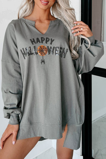 Happy Halloween Sequin Long Sleeve Top