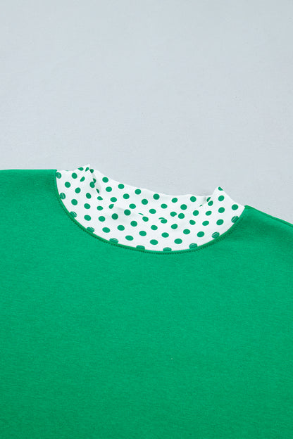 Polka Dot Contrast Trim Sweatshirt & Shorts Set