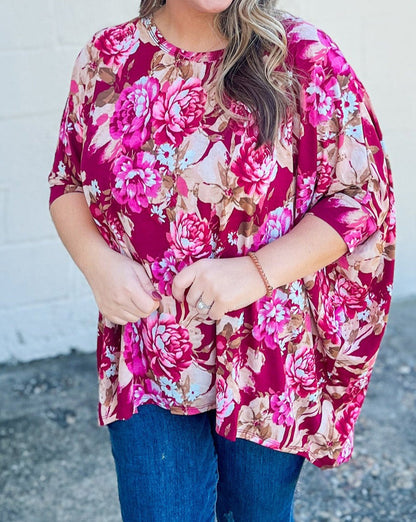 Floral Short Sleeve Blouse Plus Size