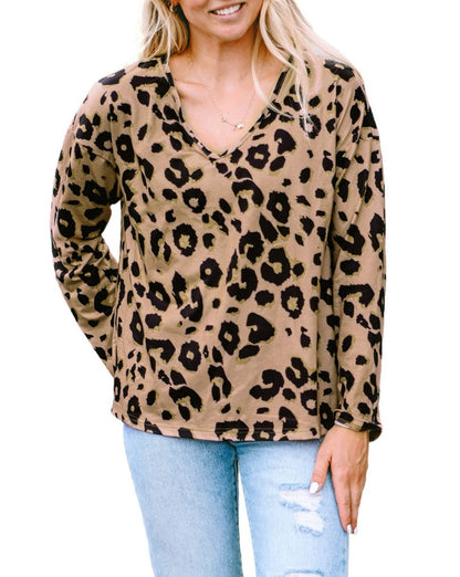 Leopard Long Sleeve V-Neck Top