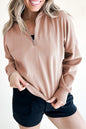 Zipped Neck Drop Shoulder Sweatshirt