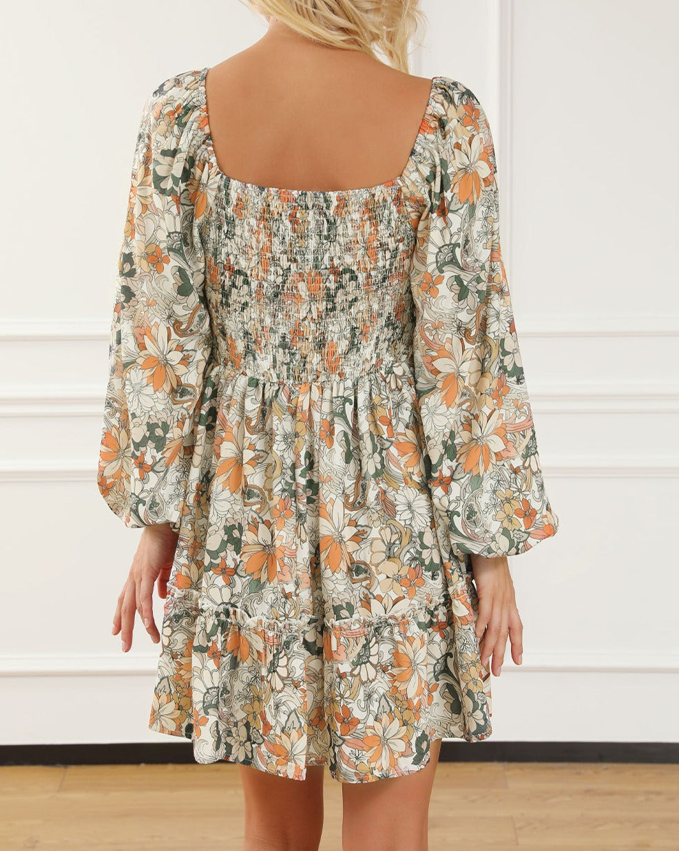 Floral Smocked Back Mini Dress