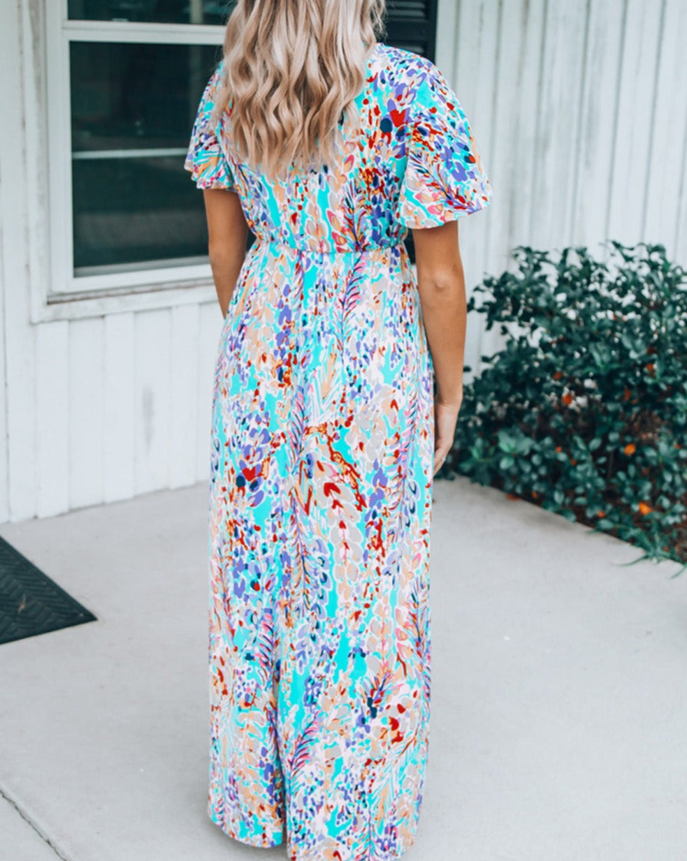 Floral Wrap V-Neck Maxi Dress