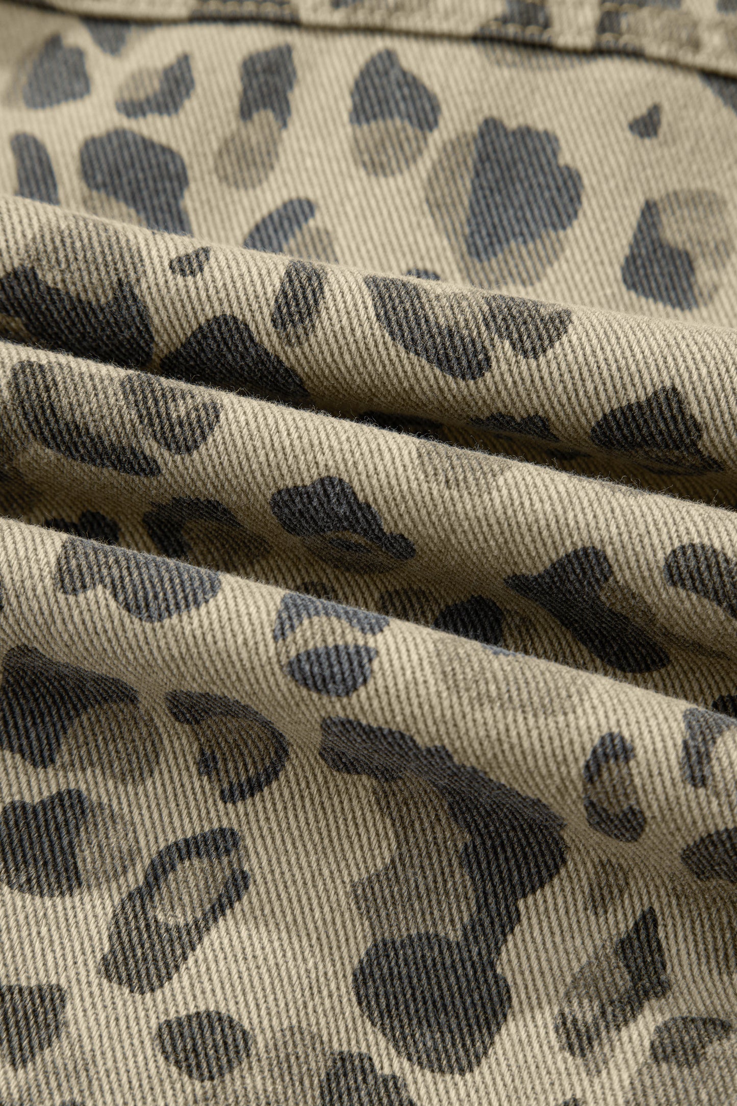 Leopard Denim Button Down Jacket