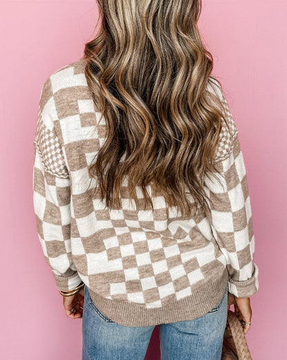 Checker Drop Shoulder Sweater