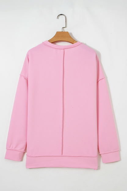 Ribbed Exposed Seam Drop Shoulder Pullover