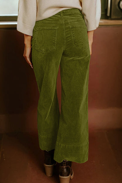 Solid Corduroy High Waist Wide Leg Pants