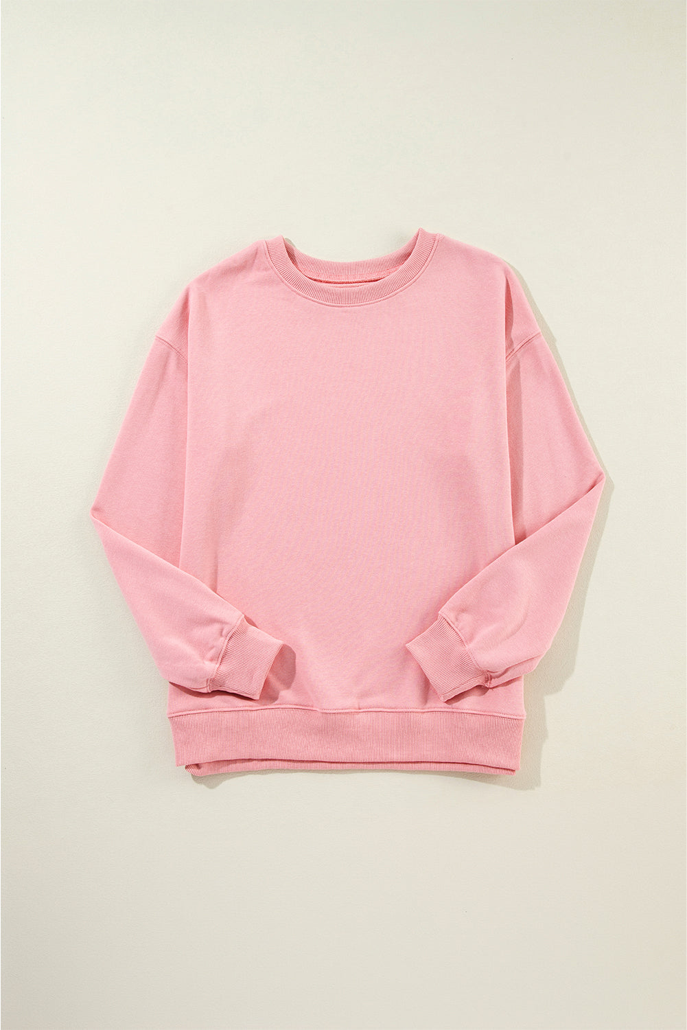 Solid Drop Shoulder Crewneck Pullover Sweatshirt