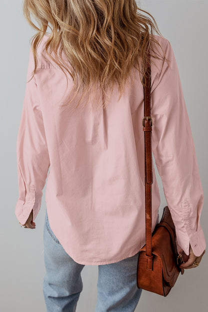 Pleated Long Sleeve Buttoned Shirt