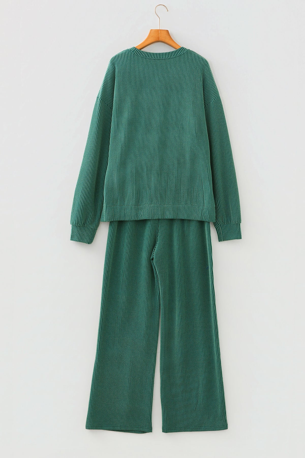 Christmas Letter Print Corded Knit Top & Pants Set