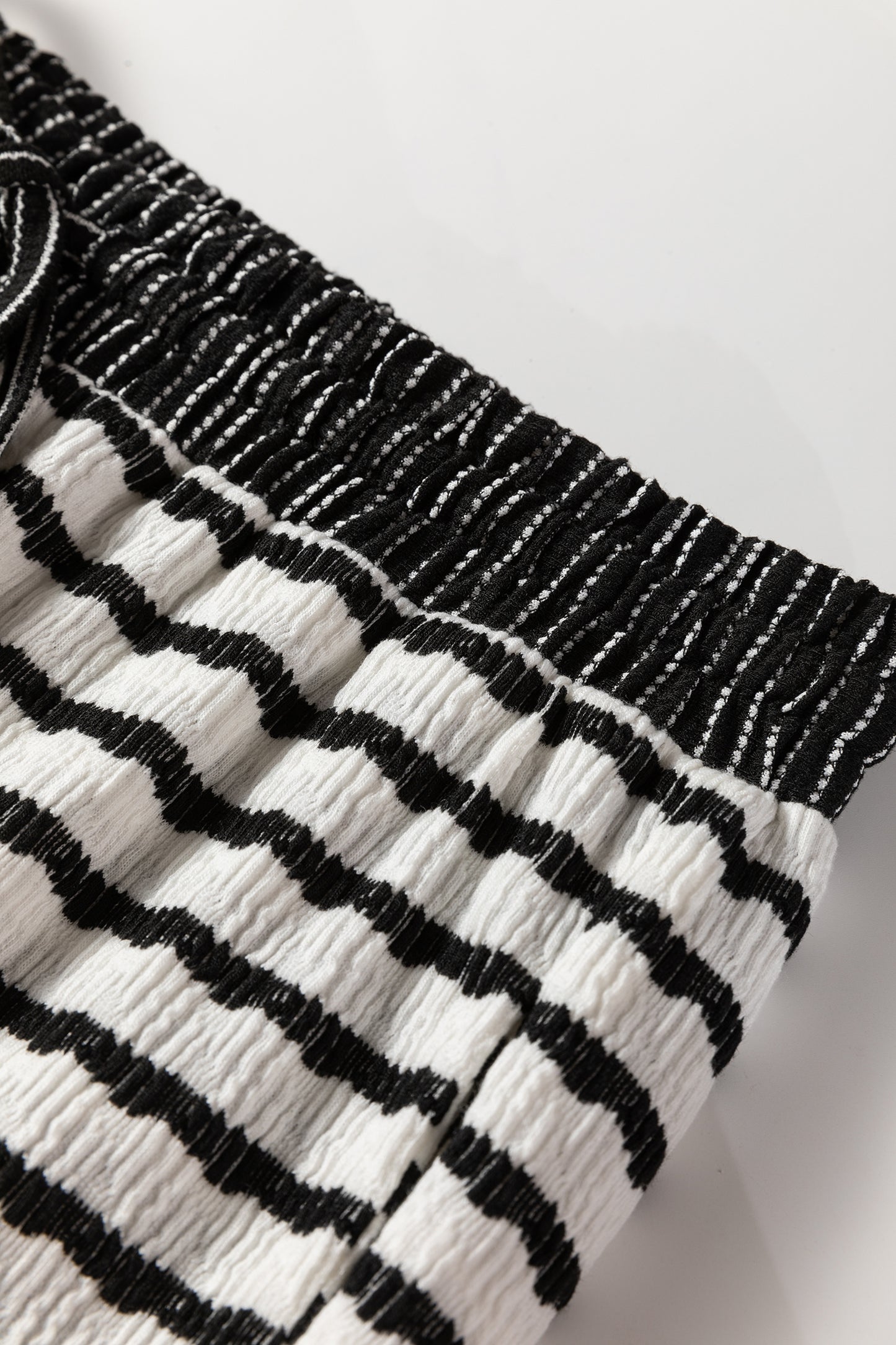 Stripe Collared Top and Drawstring Pants Set