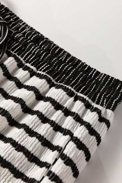 Stripe Collared Top and Drawstring Pants Set