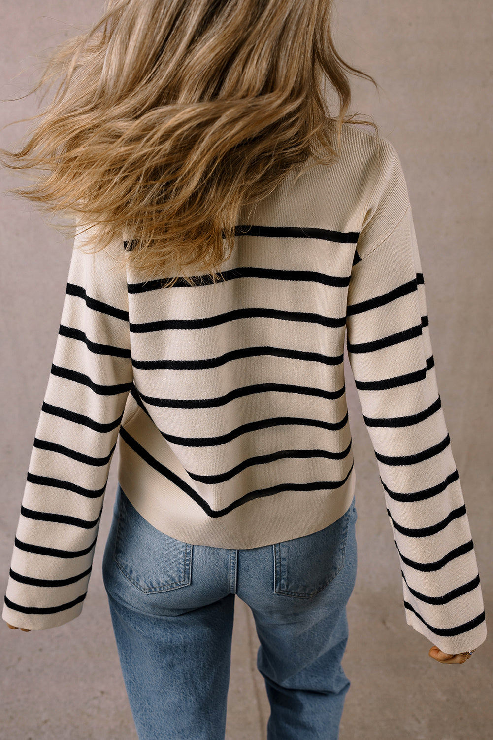 Stripe Flap Pocket Cardigan Sweater