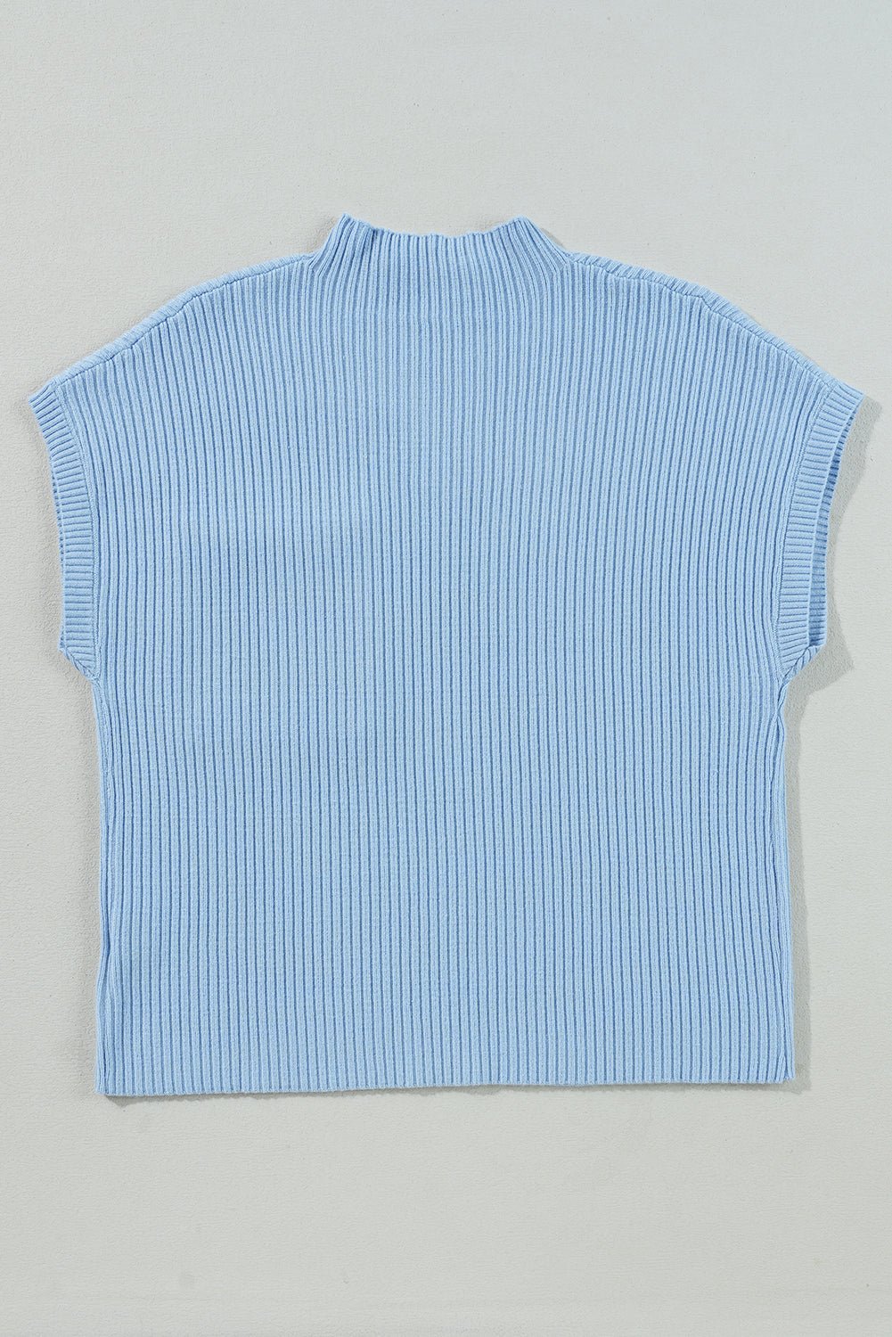 Ribbed Short Sleeve Pocketed Sweater