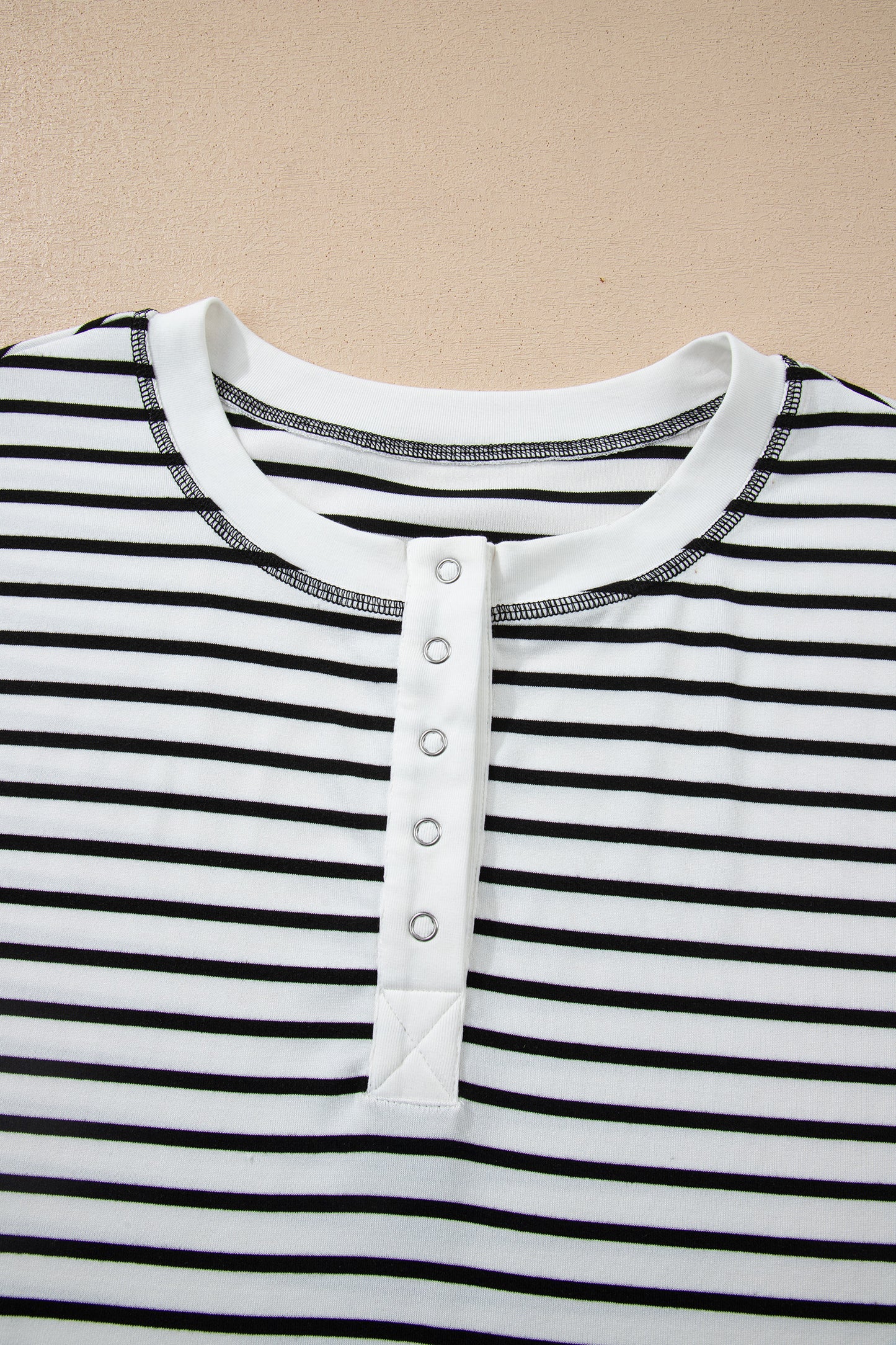 Stripe Cap Sleeve Henley Top & Shorts Set