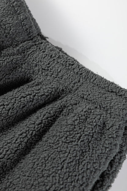 Fuzzy Drawstring Hoodie and Pants Lounge Set