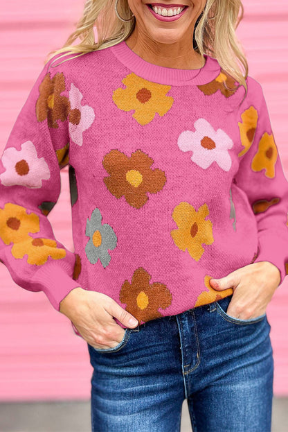 Retro Floral Long Sleeve Sweater