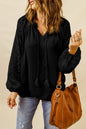 Leopard Mesh Bubble Sleeve Blouse