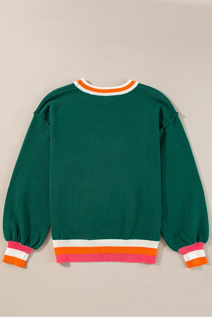 Colorblock Stripe Drop Shoulder Sweater