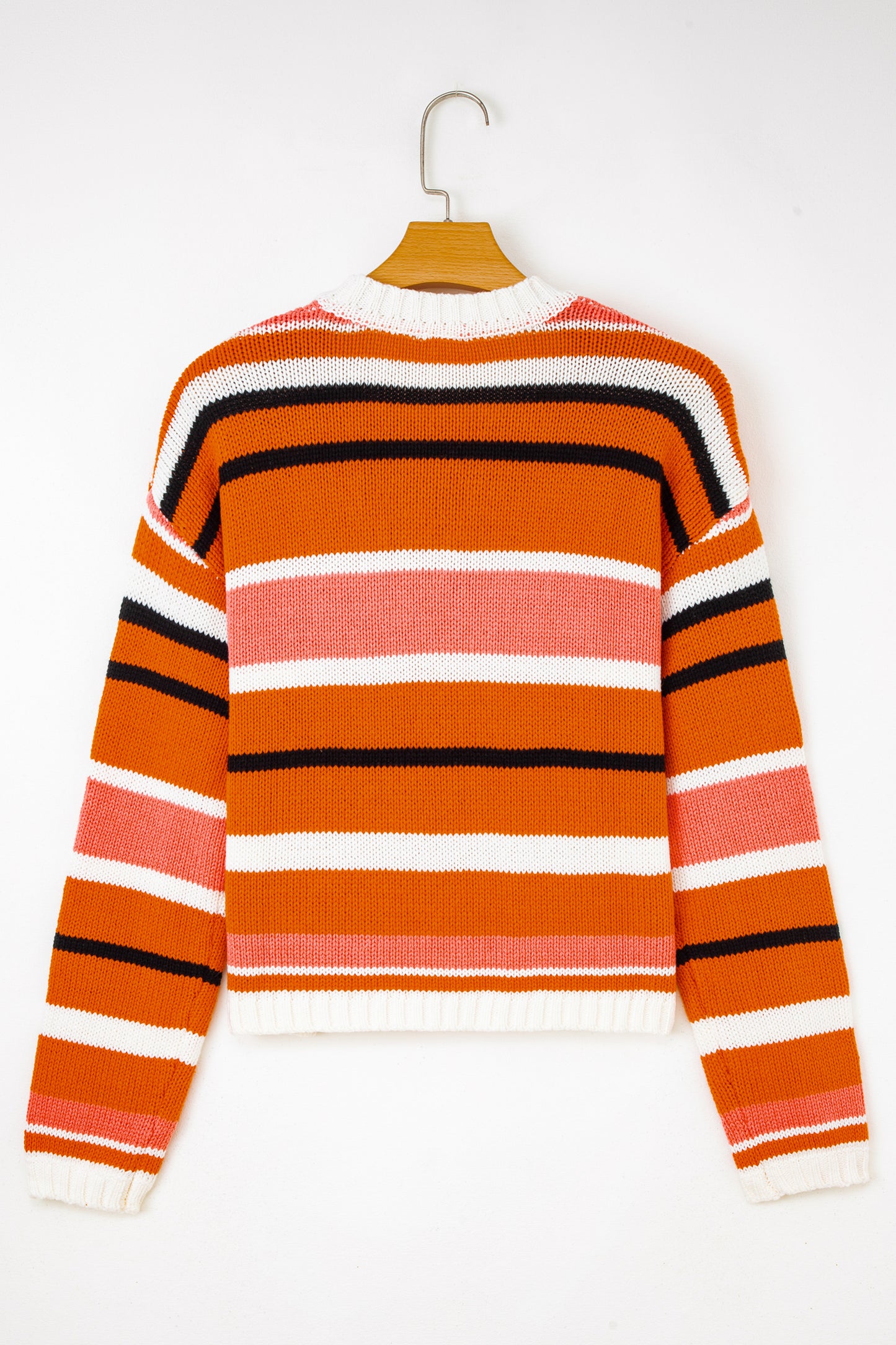 Stripe Drop Shoulder Cropped Pullover Sweater