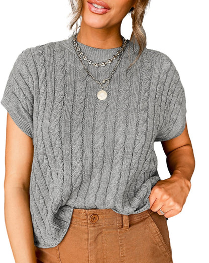 Cable Knit Short Sleeve Sweater