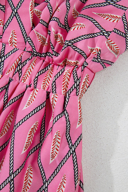 Paisley Geometric V-Neck High Waist Romper