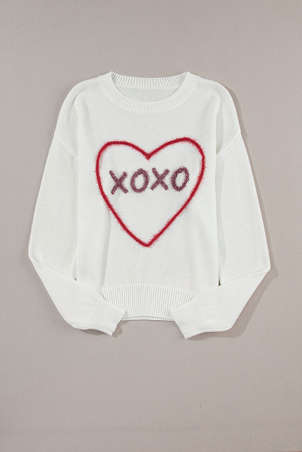 Heart XOXO Drop Shoulder Sweater