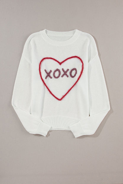 Heart XOXO Drop Shoulder Sweater